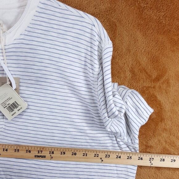 FAHERTY Shirt Mens XXL Cream Stripe Pullover Short Sleeve TRADEWINDS HENLEY $98 - Picture 7 of 9
